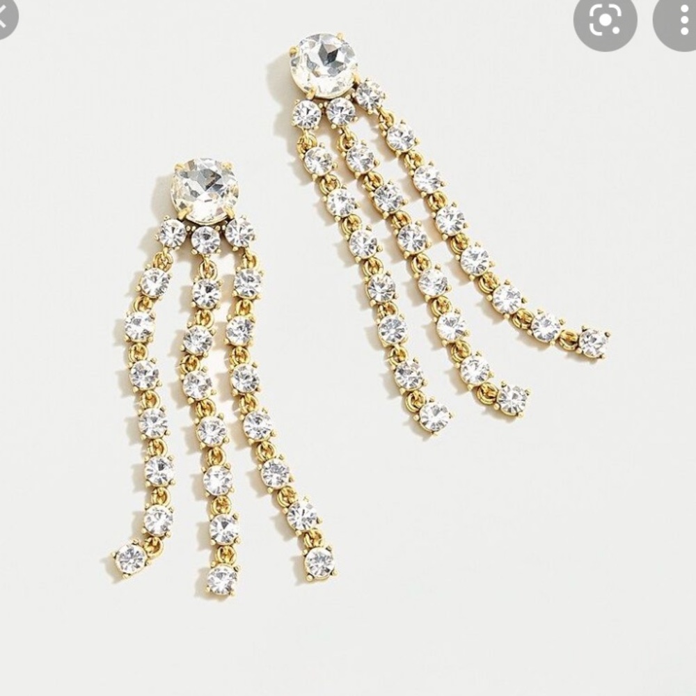 J Crew crystal fringe statement earrings